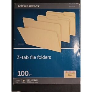 Office Depot Legal Size 3-Tab Manila 100 Count File Folders